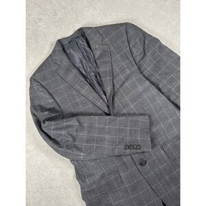 Ralph Lauren Men's Blazer 40L Gray / Blue Plaid Silk/Wool Sport Coat Jacket